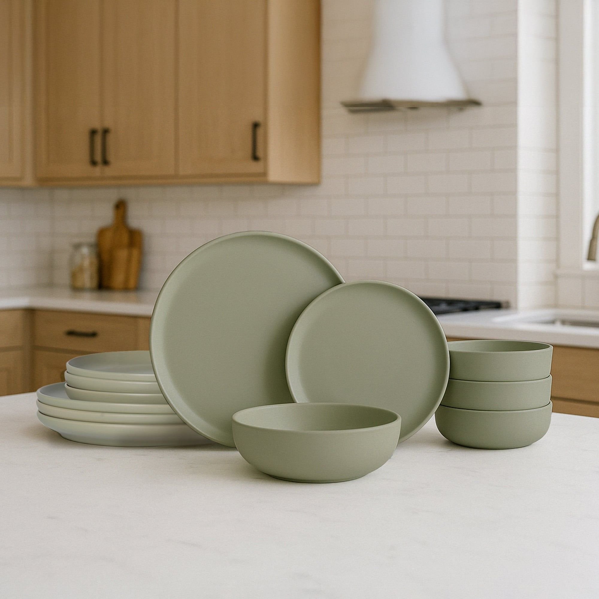 12-Piece Stoneware Dinnerware Set – Microwave & Dishwasher Safe, Non-Toxic, Stackable