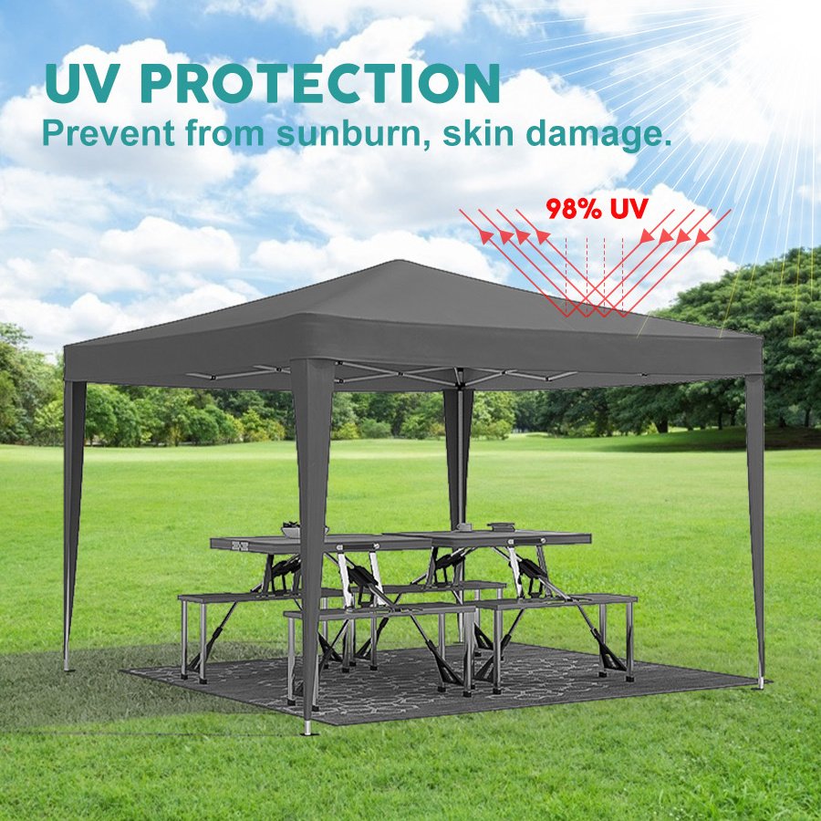 10'x10' EZ Pop Up Canopy with 4 Removable Sidewalls, Carry Bag & Weight Bags