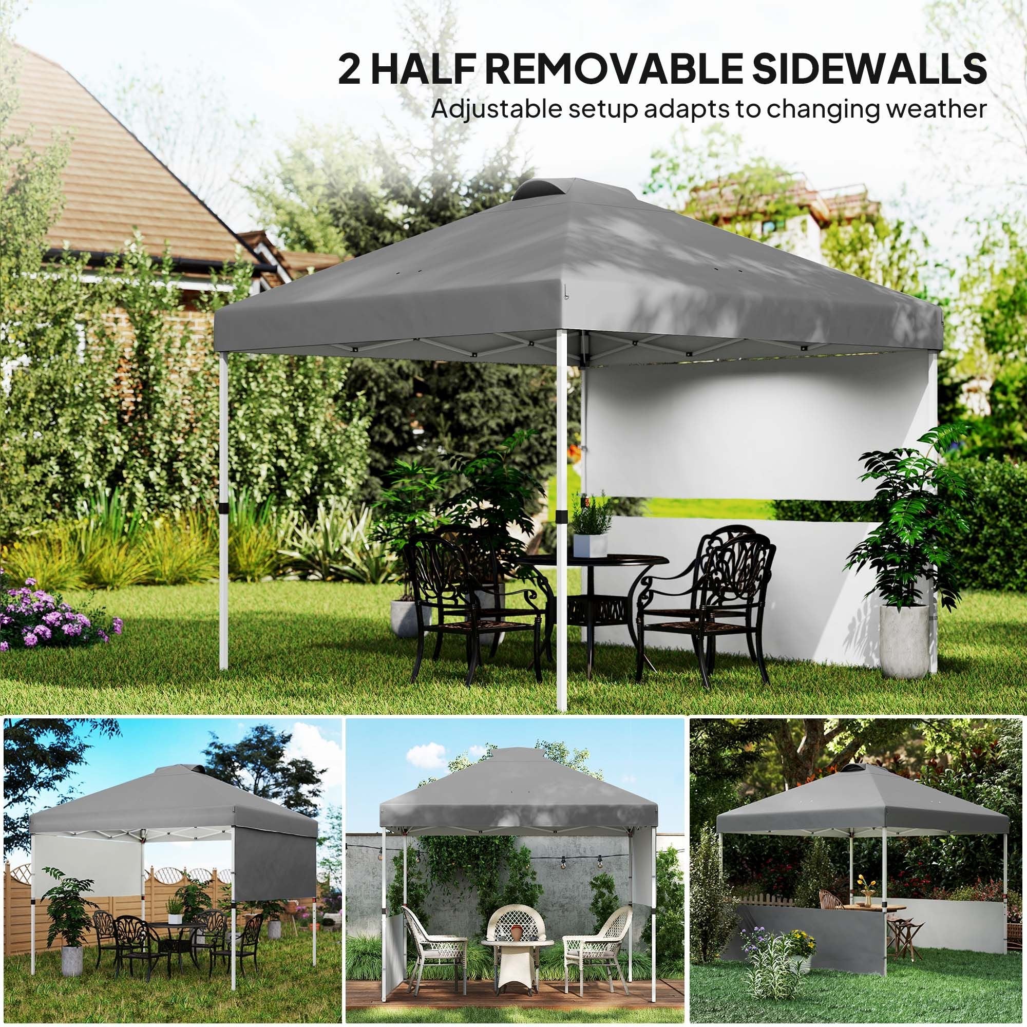 10' x 10' Pop-Up Canopy Tent - UV50+ Sun Shelter with Sidewalls & Wheeled Bag
