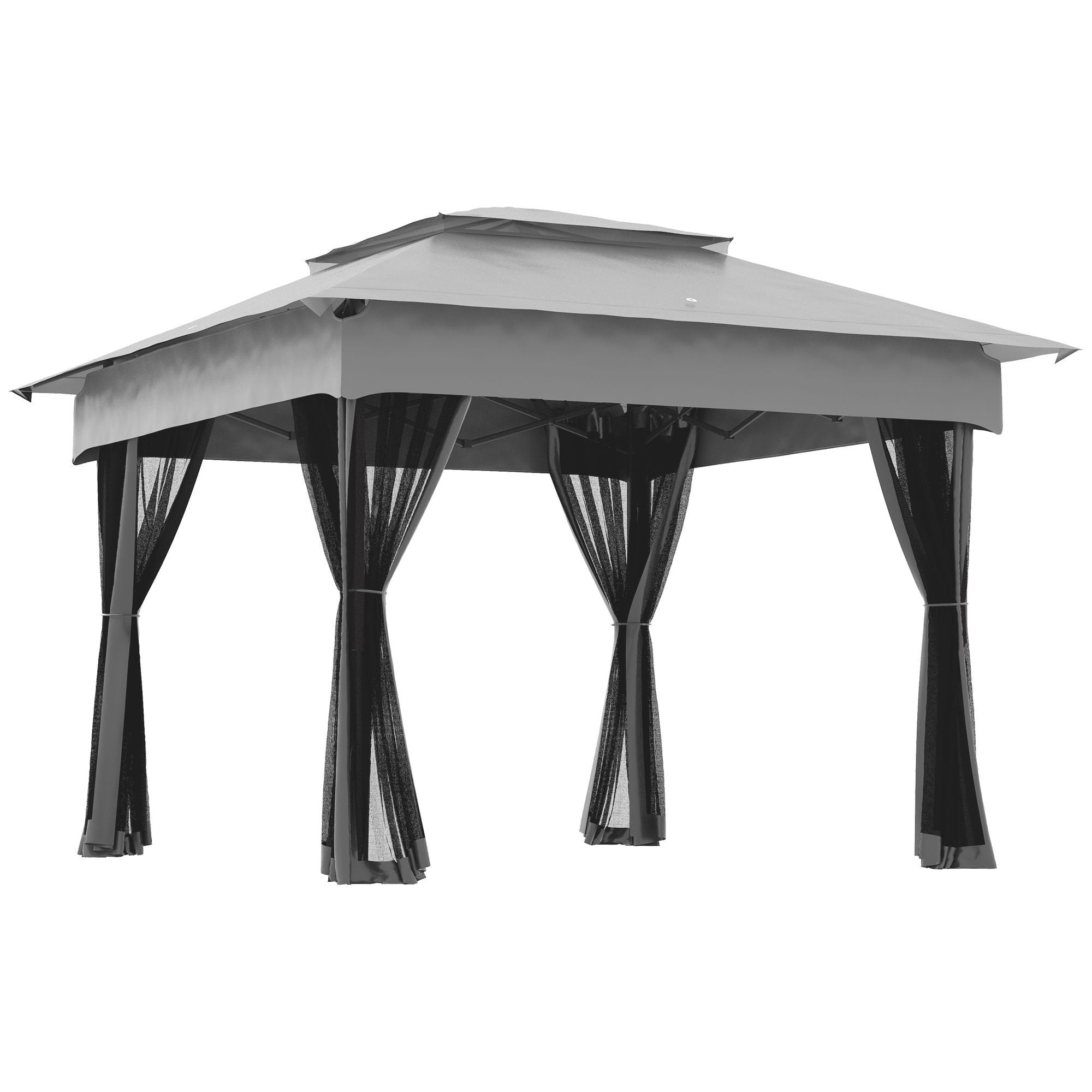 Outdoor Patio Pop Up Canopy Gazebo Shelter with Zipper Netting, Carry Bag