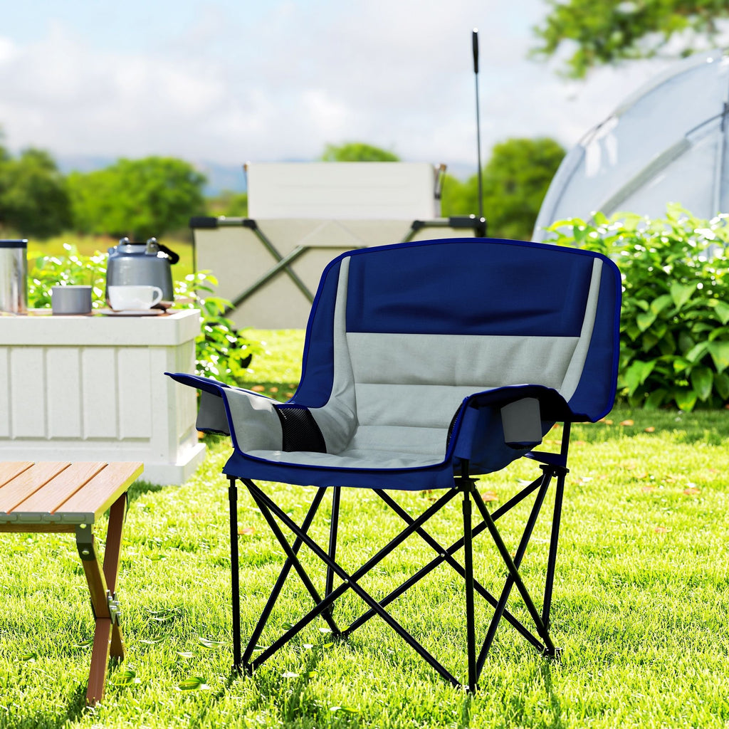 Padded Folding Camping Chair - Portable with Cup Holder & Side Pockets