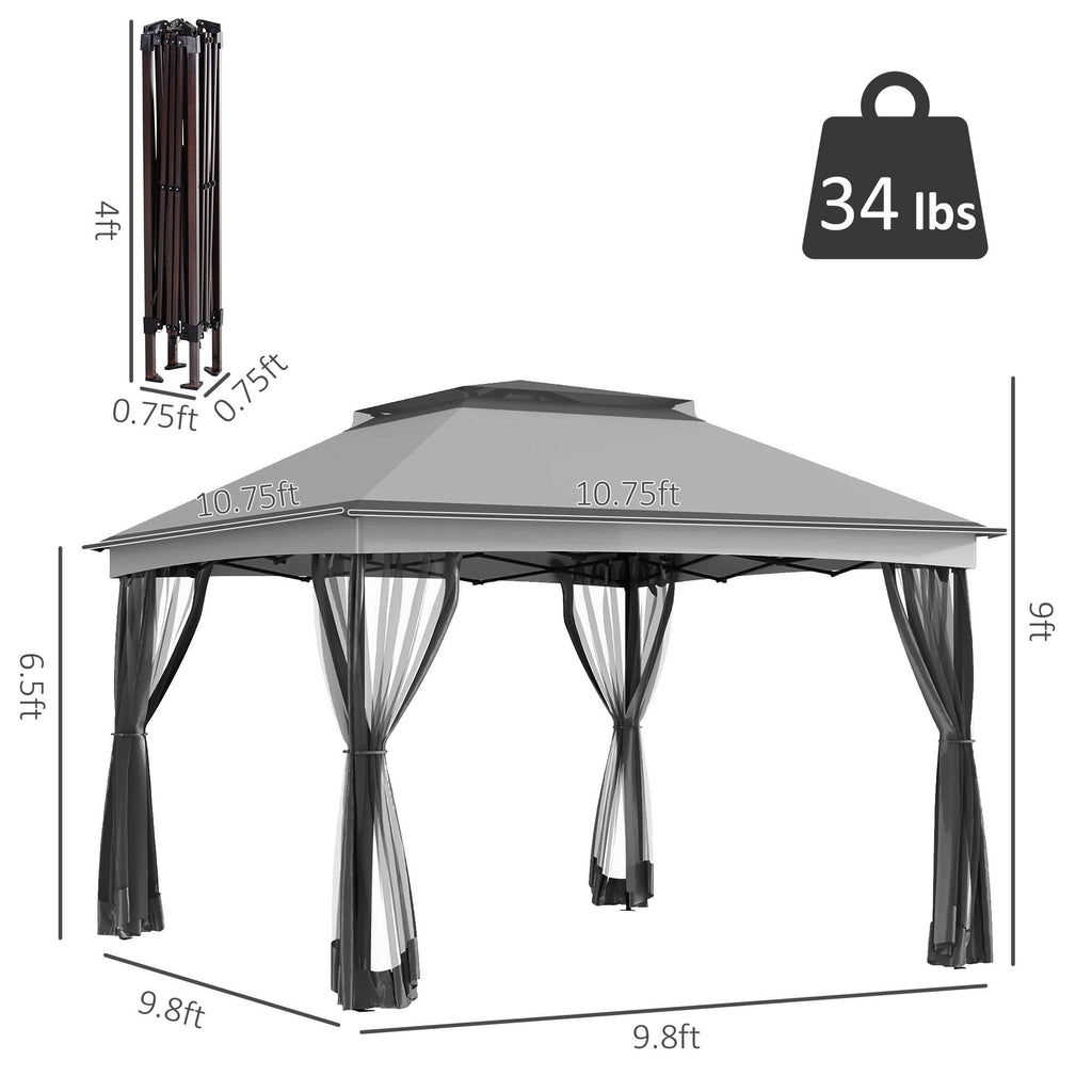 Outdoor Patio Pop Up Canopy Gazebo Shelter with Zipper Netting, Carry Bag