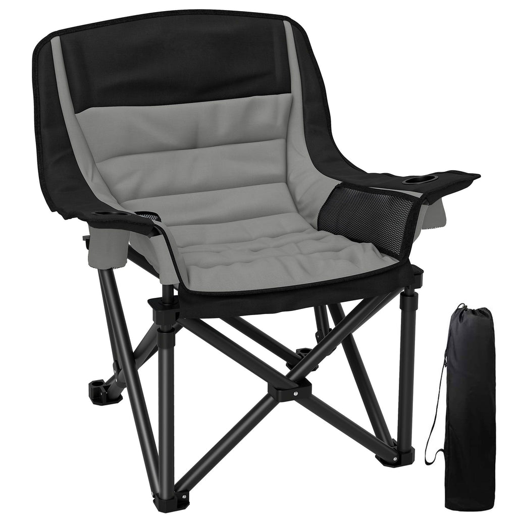 Padded Folding Camping Chair - Portable with Cup Holder & Side Pockets