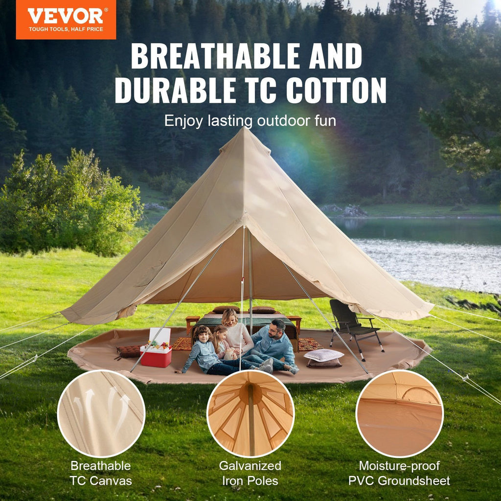 VEVOR Canvas Bell Tent, Waterproof with Stove Jack & Detachable Wall