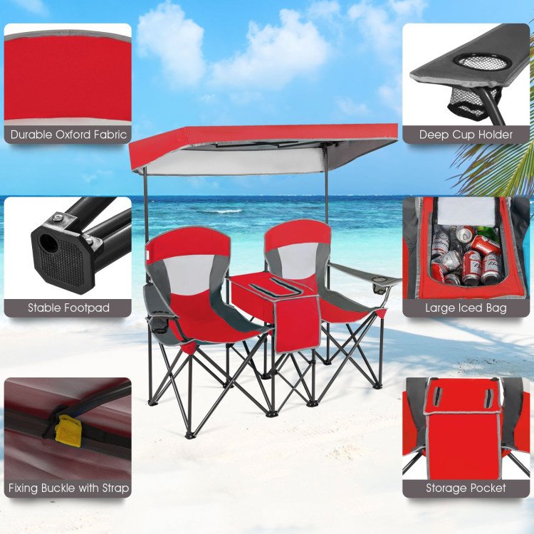 Portable Folding Camping Canopy Chairs with Cup Holder