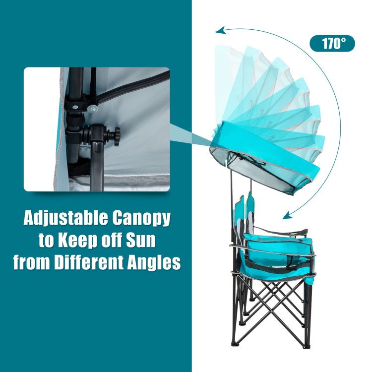 Portable Folding Camping Canopy Chairs with Cup Holder