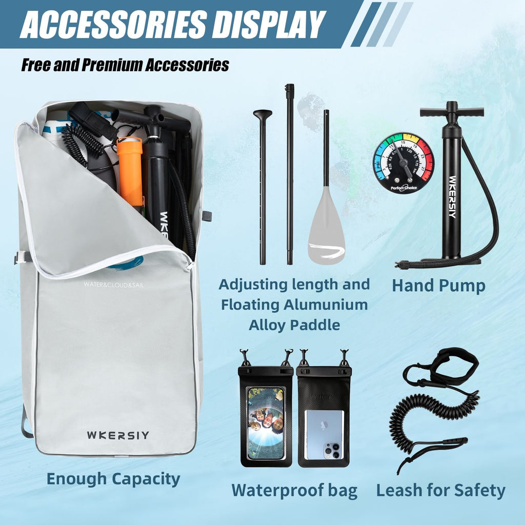 11' Inflatable Paddle Board SUP – Includes Paddle, Backpack, Pump & Leash
