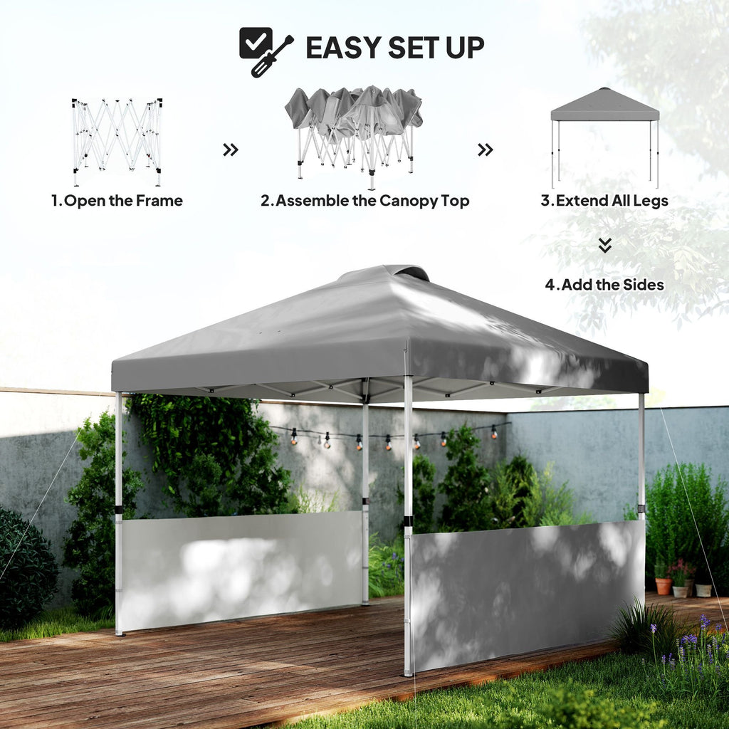 10' x 10' Pop-Up Canopy Tent - UV50+ Sun Shelter with Sidewalls & Wheeled Bag