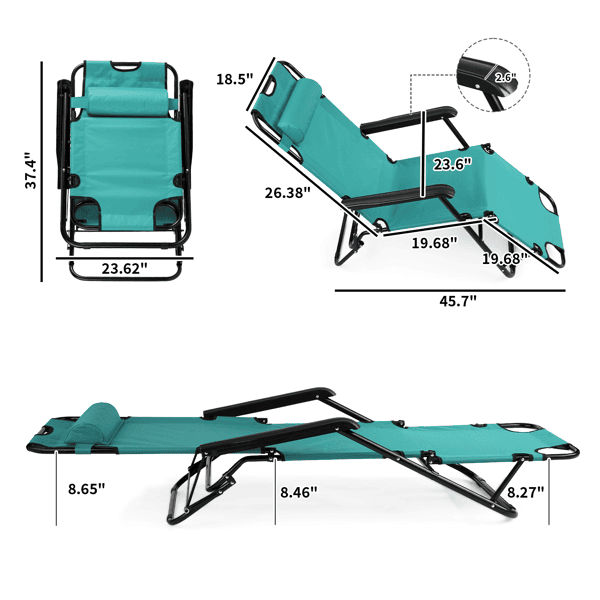 Portable Dual Purposes Extendable Folding Reclining Chair