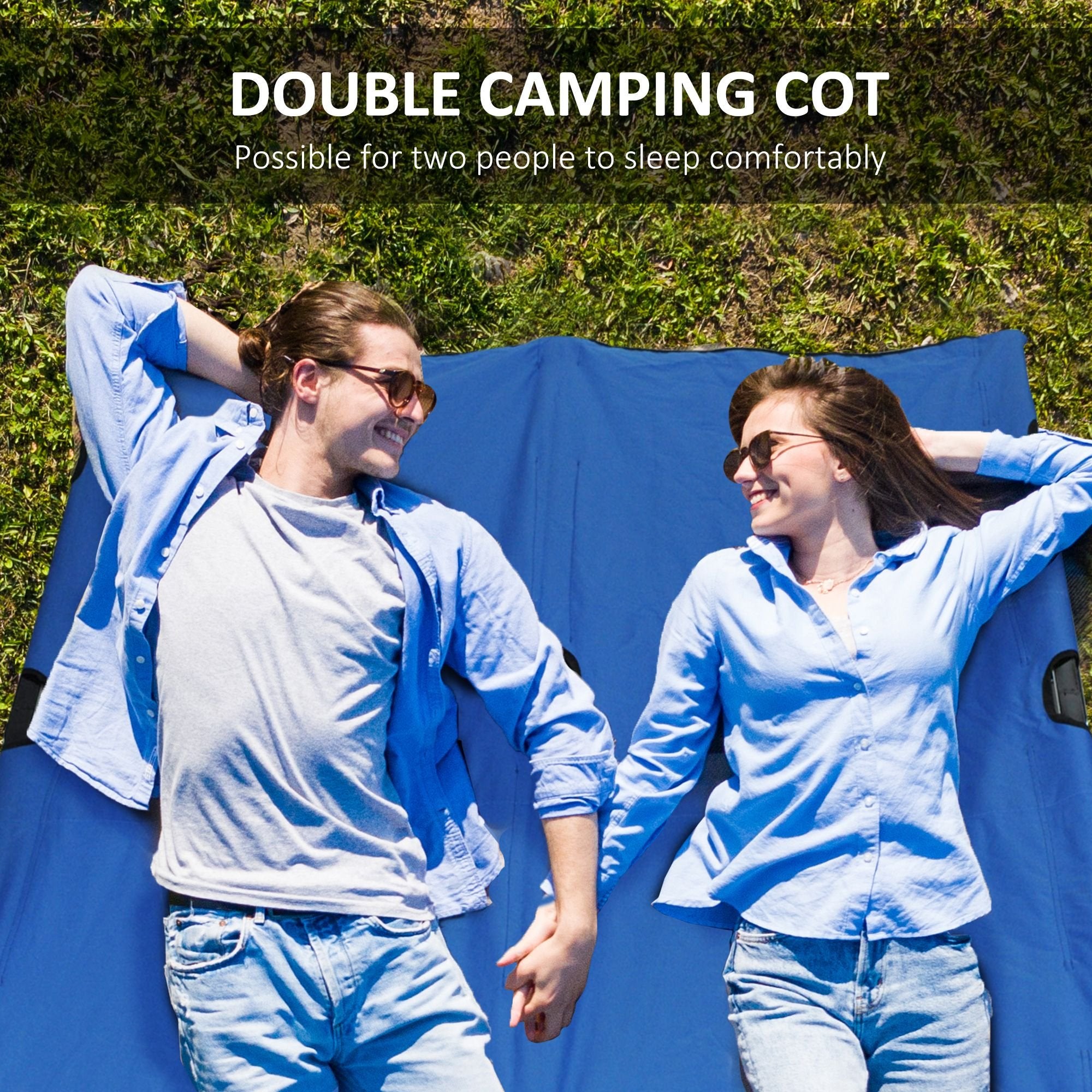 2-Person Folding Camp Cot - 50" Wide Elevated Sleeping Bed