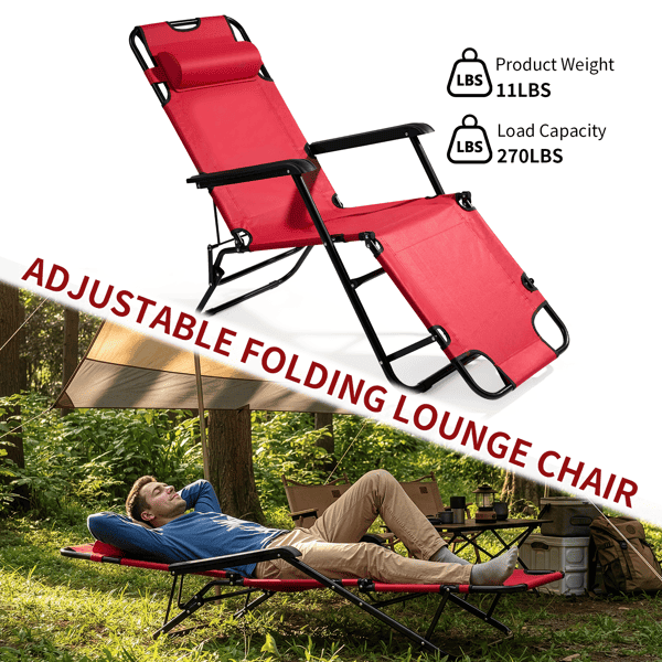 Portable Dual Purposes Extendable Folding Reclining Chair