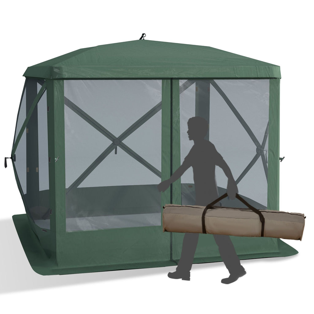 Outsunny Pop-Up Camping Canopy Gazebo – Screen Shelter Party Tent, 1-Person Easy Setup with Ventilating Mesh & Carry Bag