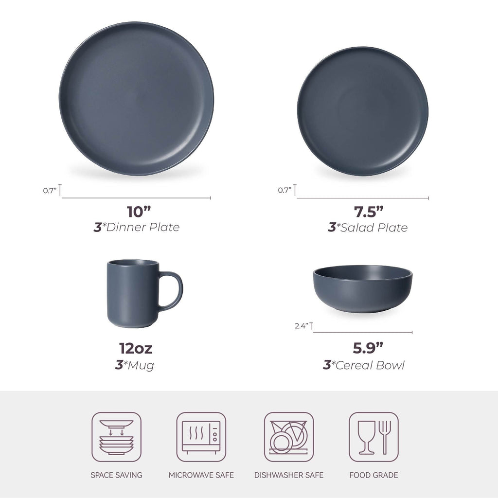 12-Piece Stoneware Dinnerware Set – Microwave & Dishwasher Safe, Non-Toxic, Stackable