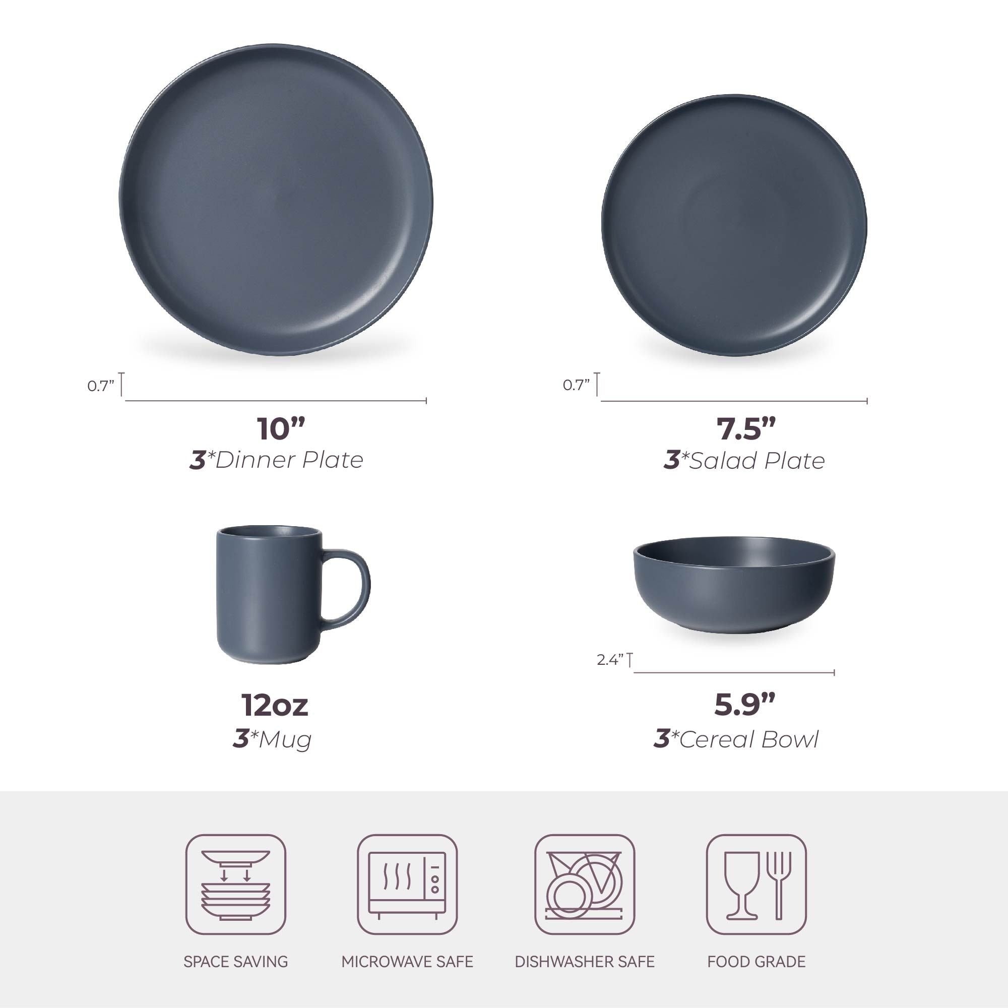 12-Piece Stoneware Dinnerware Set – Microwave & Dishwasher Safe, Non-Toxic, Stackable