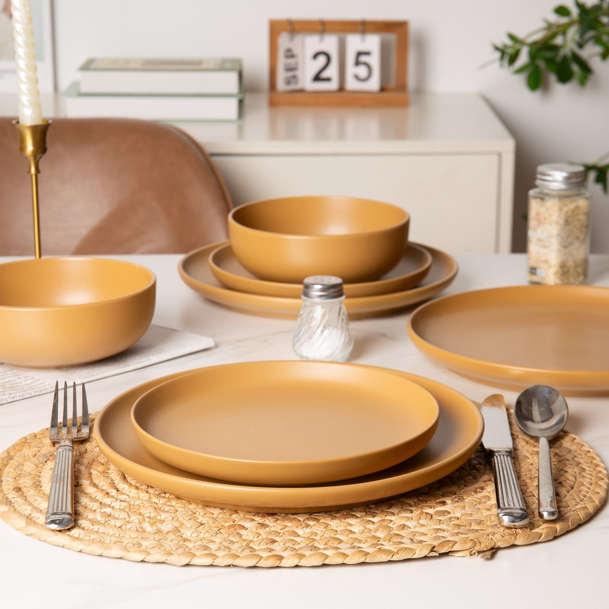 12-Piece Stoneware Dinnerware Set – Microwave & Dishwasher Safe, Non-Toxic, Stackable