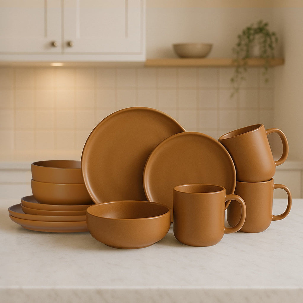 12-Piece Stoneware Dinnerware Set – Microwave & Dishwasher Safe, Non-Toxic, Stackable