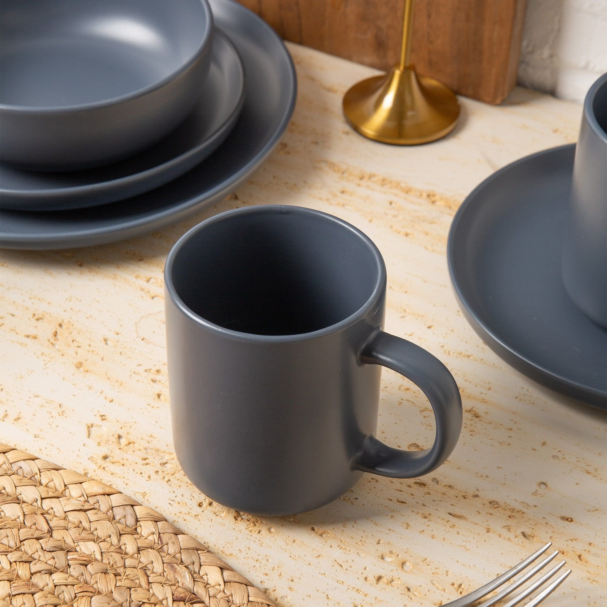 12-Piece Stoneware Dinnerware Set – Microwave & Dishwasher Safe, Non-Toxic, Stackable