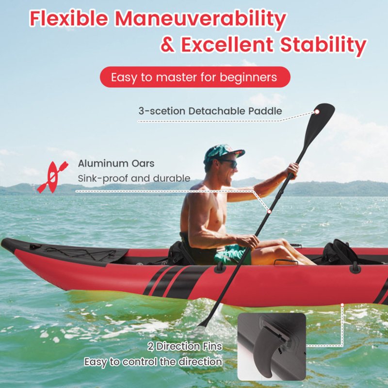 Inflatable 2-Person Kayak Set – Heavy-Duty PVC Kayak with Aluminum Oars, Adjustable Seats & Repair Kit