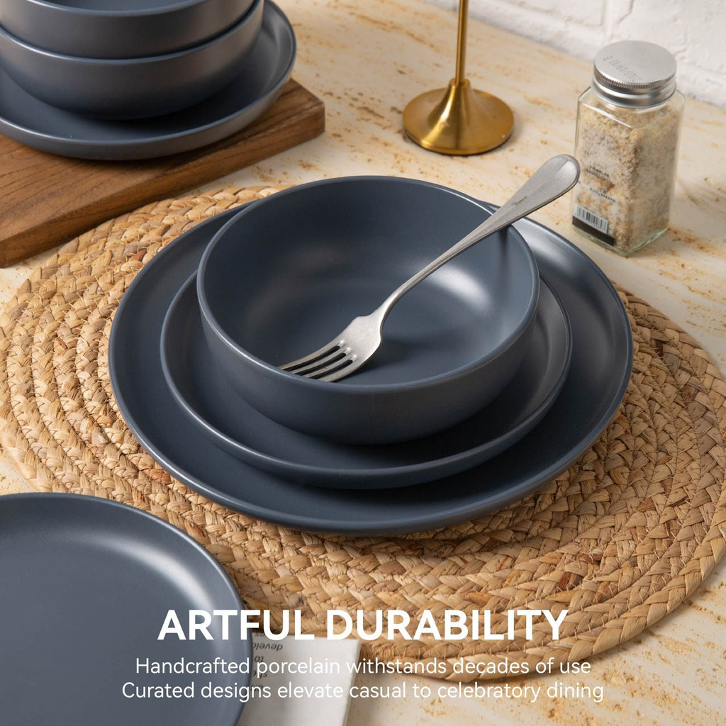 12-Piece Stoneware Dinnerware Set – Microwave & Dishwasher Safe, Non-Toxic, Stackable