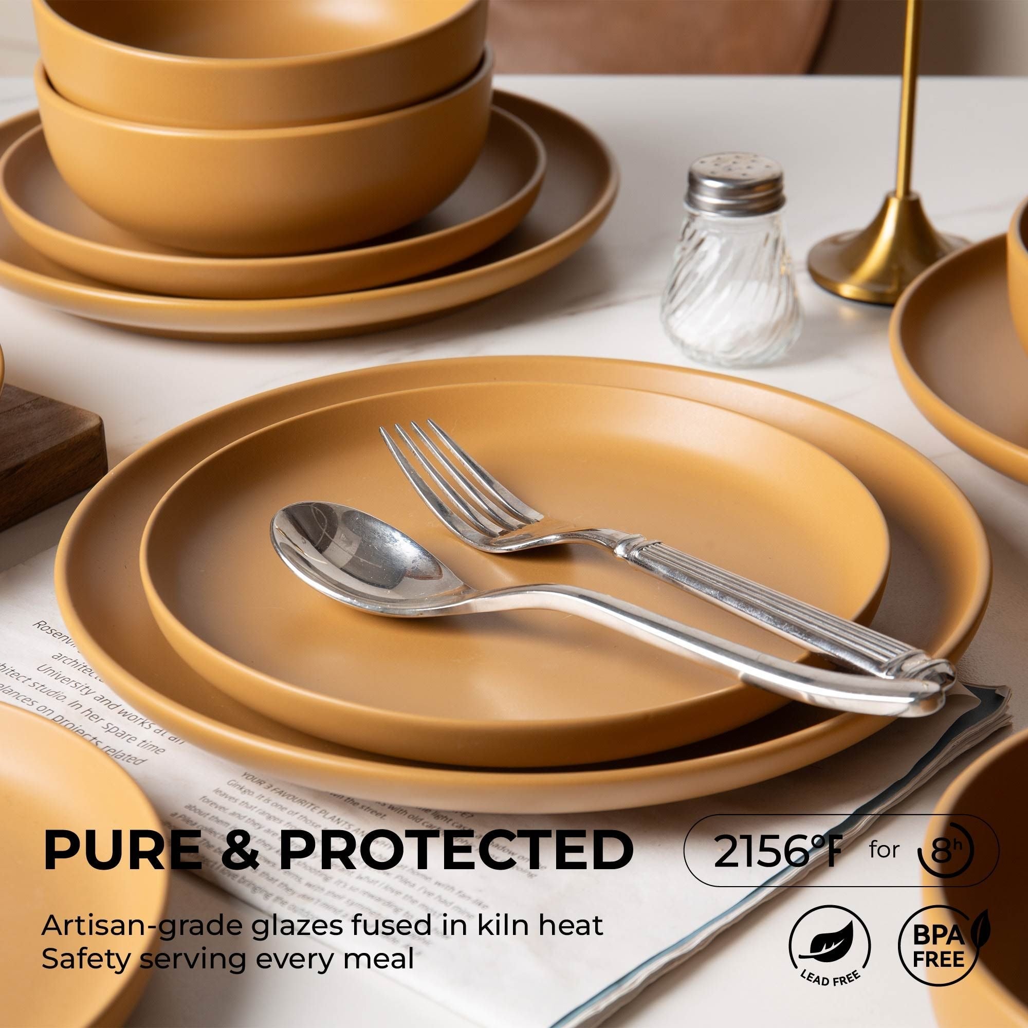 12-Piece Stoneware Dinnerware Set – Microwave & Dishwasher Safe, Non-Toxic, Stackable