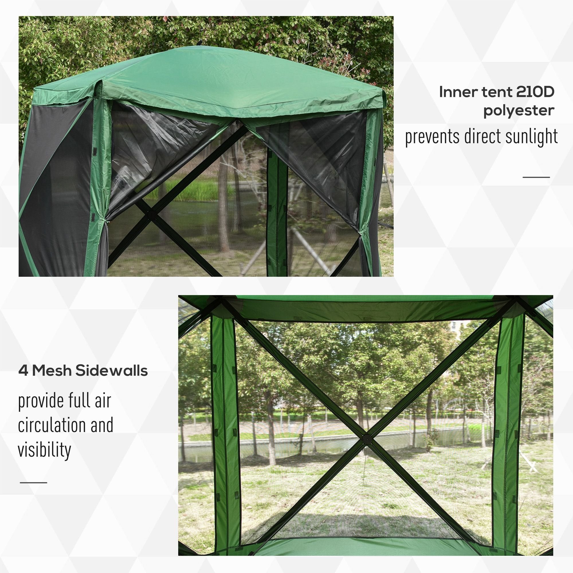 Outsunny Pop-Up Camping Canopy Gazebo – Screen Shelter Party Tent, 1-Person Easy Setup with Ventilating Mesh & Carry Bag
