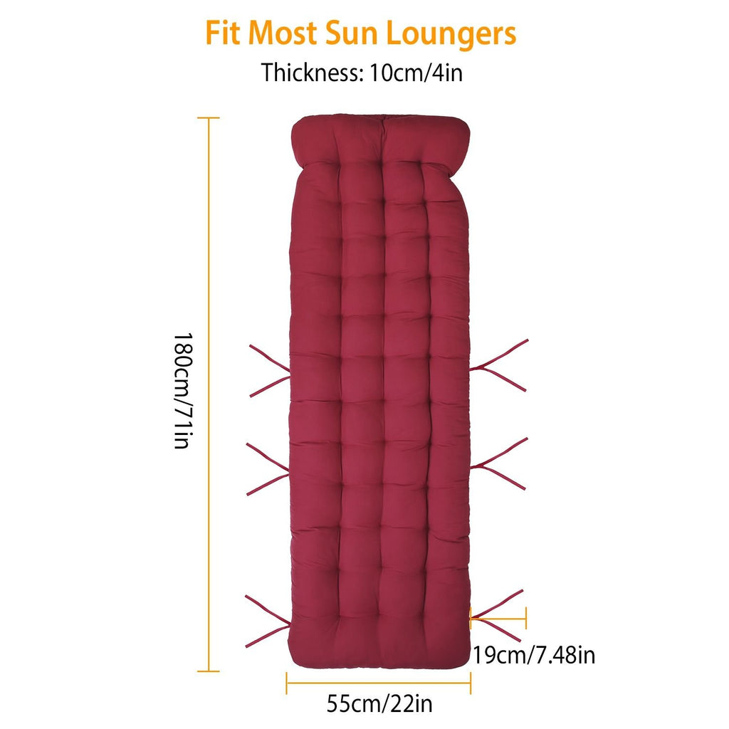 71" x 22" Plus Chaise Lounger Cushion - Outdoor Patio Recliner Pad