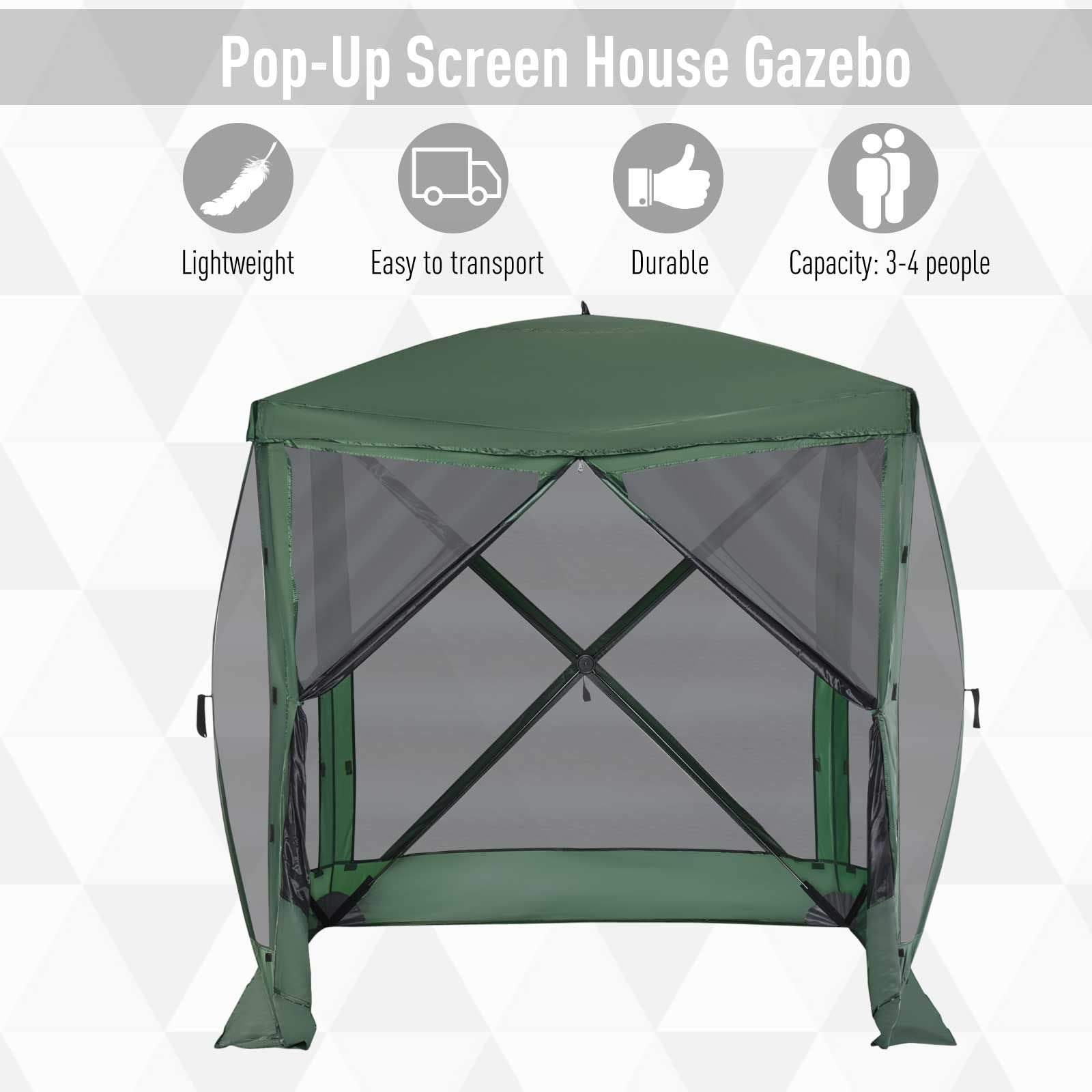 Outsunny Pop-Up Camping Canopy Gazebo – Screen Shelter Party Tent, 1-Person Easy Setup with Ventilating Mesh & Carry Bag