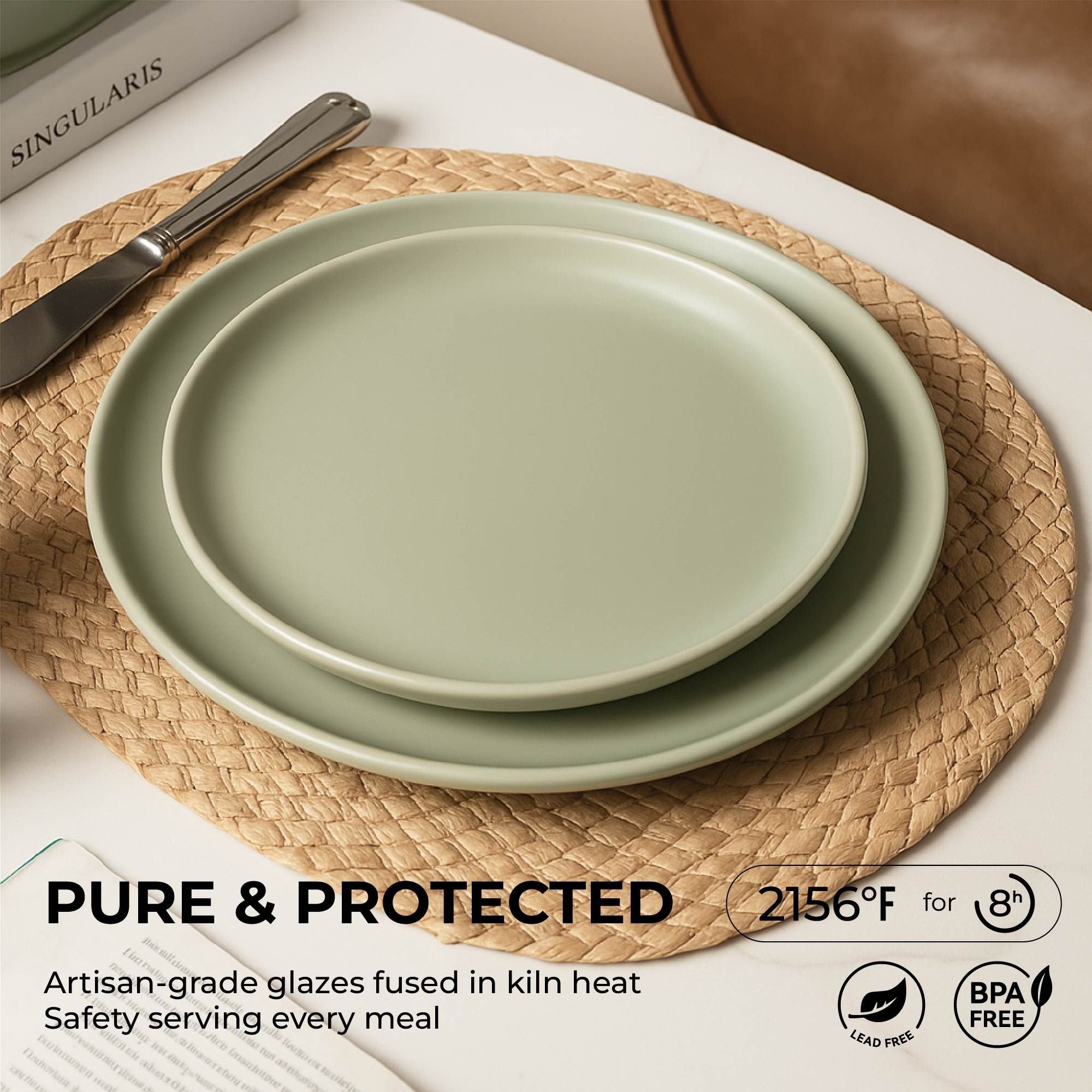 12-Piece Stoneware Dinnerware Set – Microwave & Dishwasher Safe, Non-Toxic, Stackable