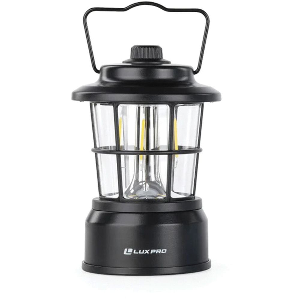 LUXPRO Retro Filament LED Lantern – Vintage Battery-Powered Camping Lantern with Adjustable Warm & Bright White Light