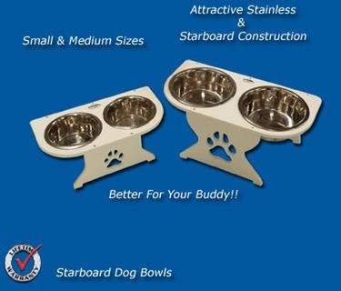 Deep Blue Marine Starboard Dog Dish w/Bowls