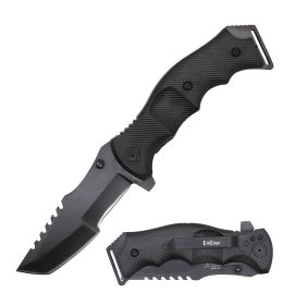 5" Closed Tactical Spring Assisted Open Pocket Knife Black Cleaver Folding Blade