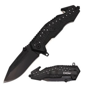 4.75" Closed Tactical Rescue Folder Spring Assisted Open Pocket Knife Black