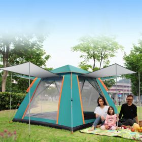 4-5 Person Waterproof Camping Tent with Mosquito Net Windows & Carry Bag, Green