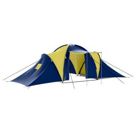 9-Person Camping Tent, Blue & Yellow Fabric