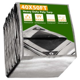 40x50ft Heavy Duty Poly Tarp/ Silver + Black