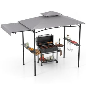 10.5' x 5' Grill Gazebo with Side Awning and Double-Tiered Top