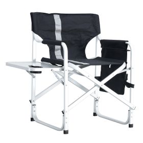 Padded Folding Chair with Side Table and Storage Pockets