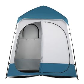 90"x90"x48'' Portable Pop-Up Shower & Changing Tent, 2-Room Instant Shelter, Blue/White