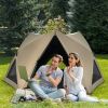 6-Sided Pop-up Family Tent with Rainfly Skylight, 3 Doors and Windows