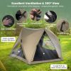 6-Sided Pop-up Family Tent with Rainfly Skylight, 3 Doors and Windows