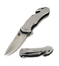 4" Closed Tactical Rescue EDC Spring Assisted Folding Pocket Knife - 2 Color Selection (Color: Mirror Finish)