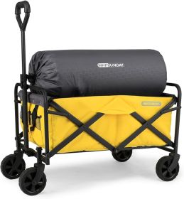 Whitsunday Collapsible Folding Wagon Garden 5“ Solid Rubber Wheels (Color: Yellow)