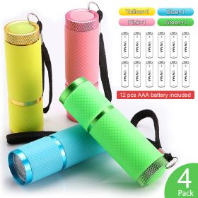 9 Mini LED Glow In Dark Flashlights (Color: 4Colors PACK-Including Battery)