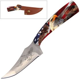 7" Full Tang Fixed Blade Knife - For Hunting, Skinner - Multiple Design Selection (Design: American Eagle 1)