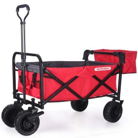 Whitsunday Folding Wagon 8" Heavy Duty Wheels with Rear Storage (Standard Size PLUS) (Color: Red)