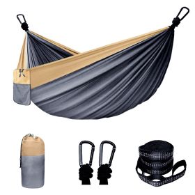 Double & Single Portable Camping Hammock (Color: Grey, Size: 118.11x78.74inch)