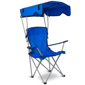 Foldable Beach Canopy Chair with Sun Protection (Color: Blue)