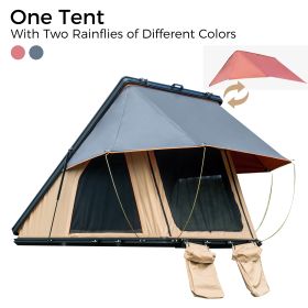 Trustmade Triangle Aluminum Black Hard Shell Grey Rooftop Tent (Color: Black & Beige)