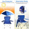 Foldable Beach Chair with Adjustable Canopy, Cup Holder, and Carry Bag