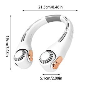 Portable 3 Speeds Adjustment Neck Fan (Color: White)